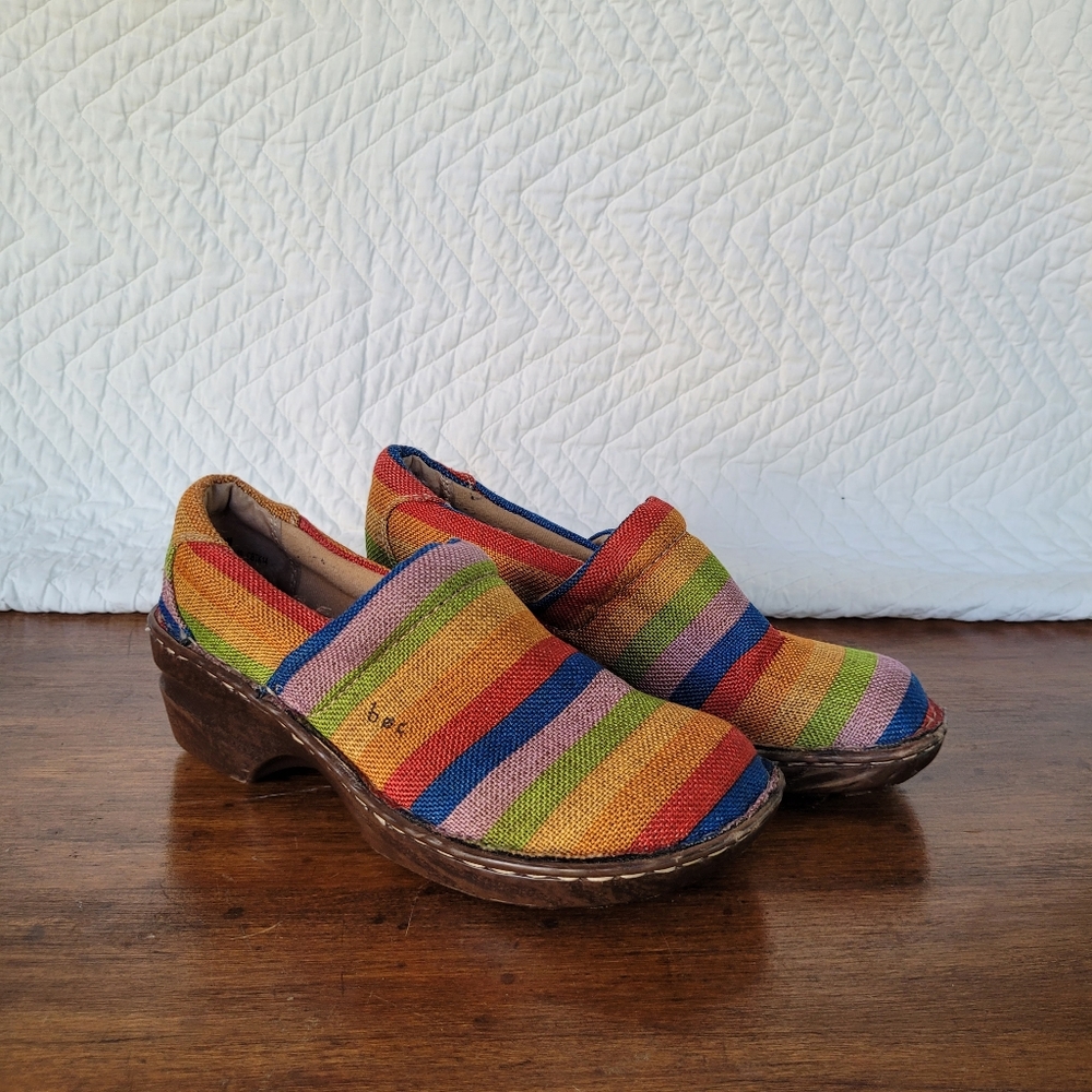 Born Concept Nadiya Striped Canvas Slip On Clog Size 8